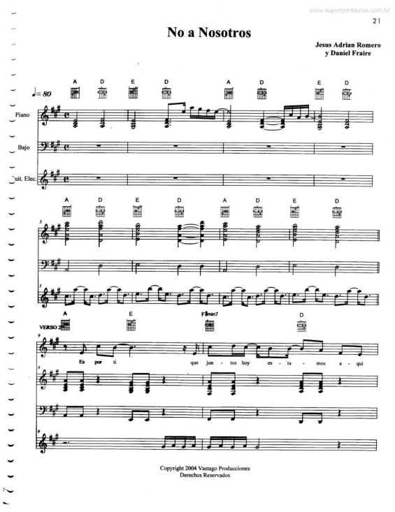 Partitura da música No a Nosotros