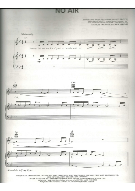 Partitura da música No Air