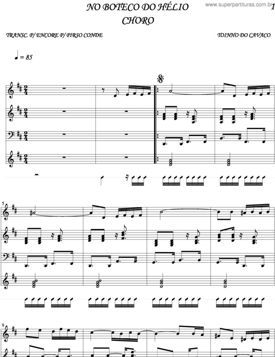 Partitura da música No Boteco Do Hélio v.2