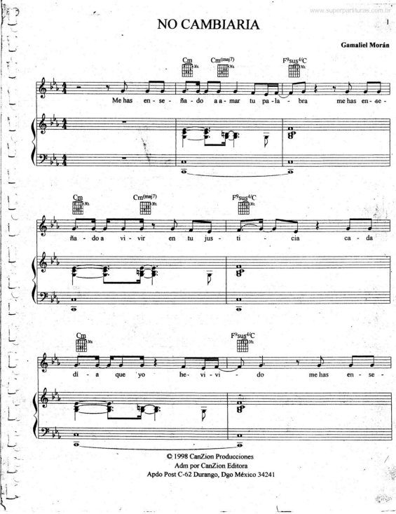 Partitura da música No Cambiaria