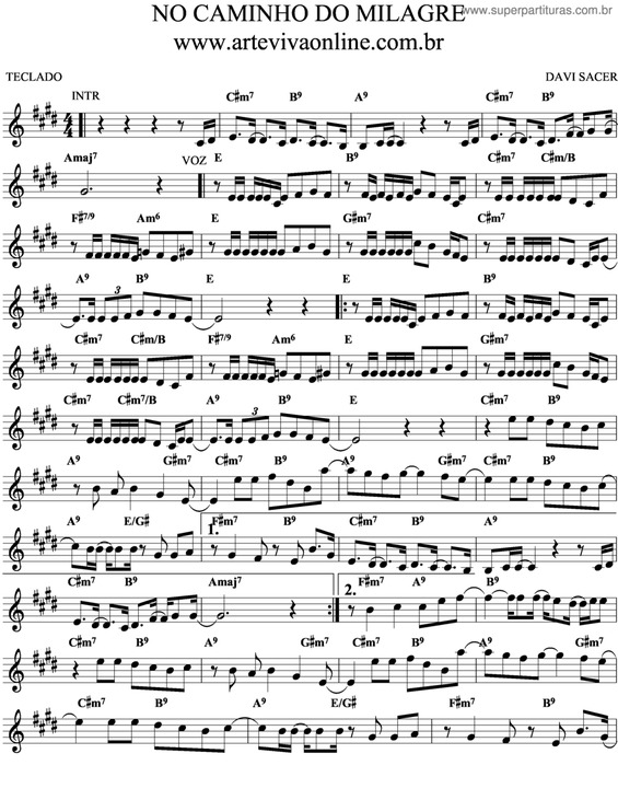 Partitura da música No Caminho Do Milagre v.4