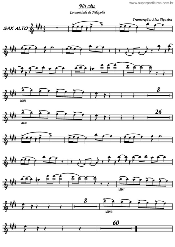 Partitura da música No Céu