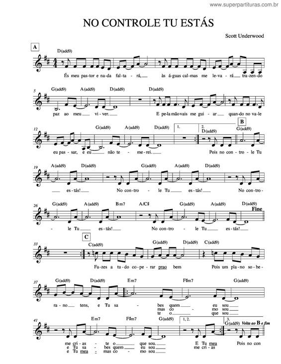 Partitura da música No Controle Tu Estás