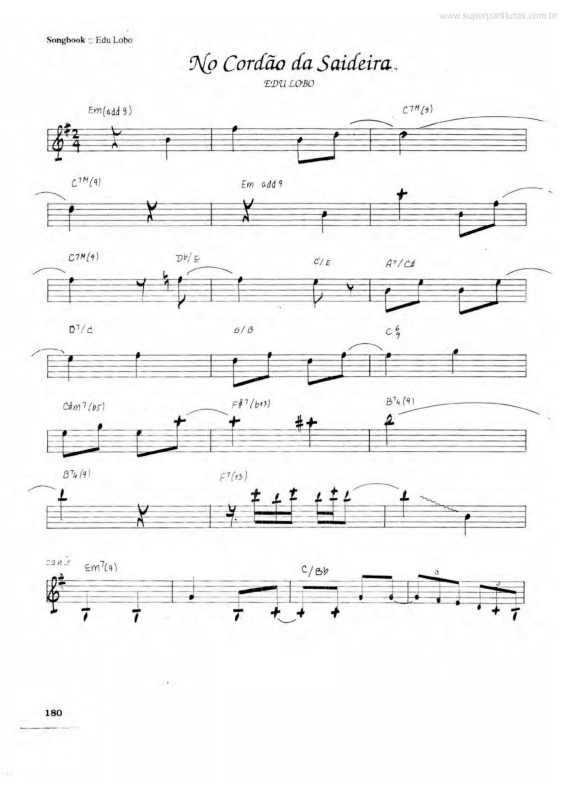 Partitura da música No Cordão da Saideira