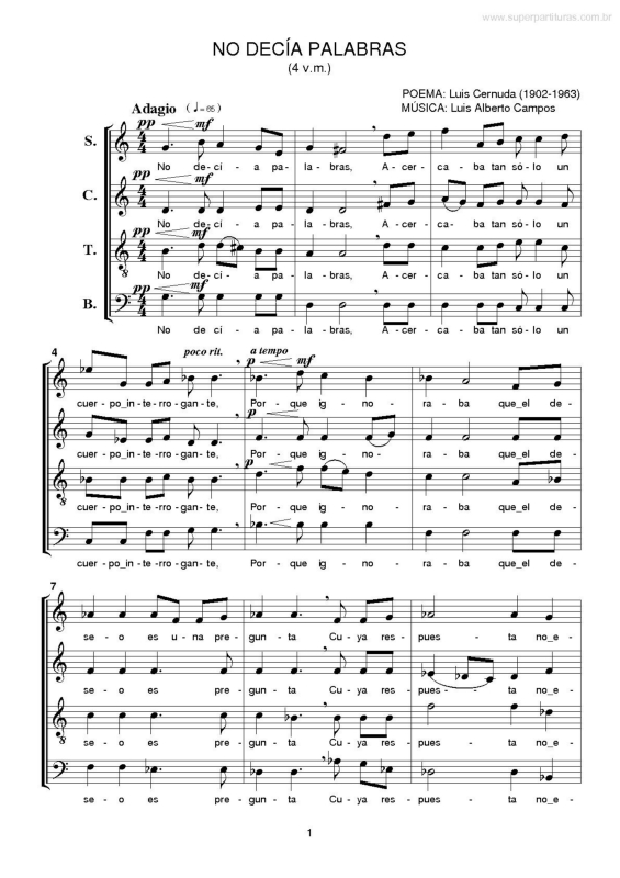 Partitura da música No Decía Palabras