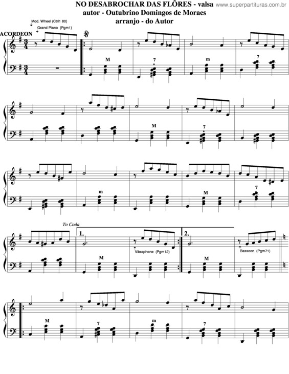 Partitura da música No Desasbrochar Das Flôres