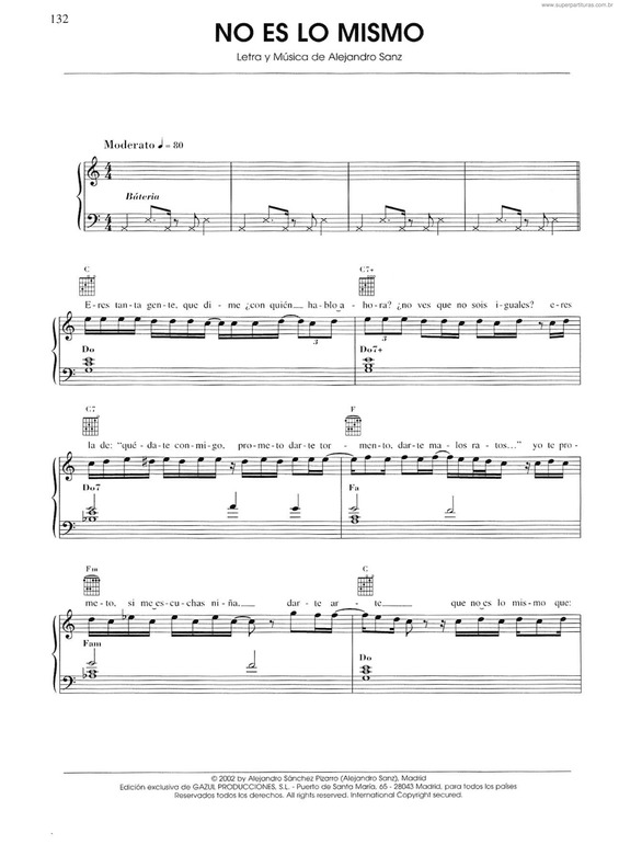 Partitura da música No Es Lo Mismo v.2