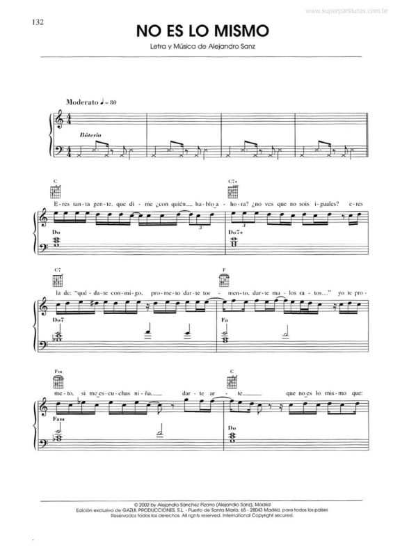 Partitura da música No Es Lo Mismo