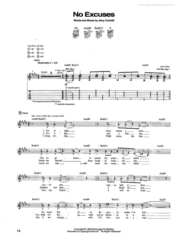 Partitura da música No Excuses