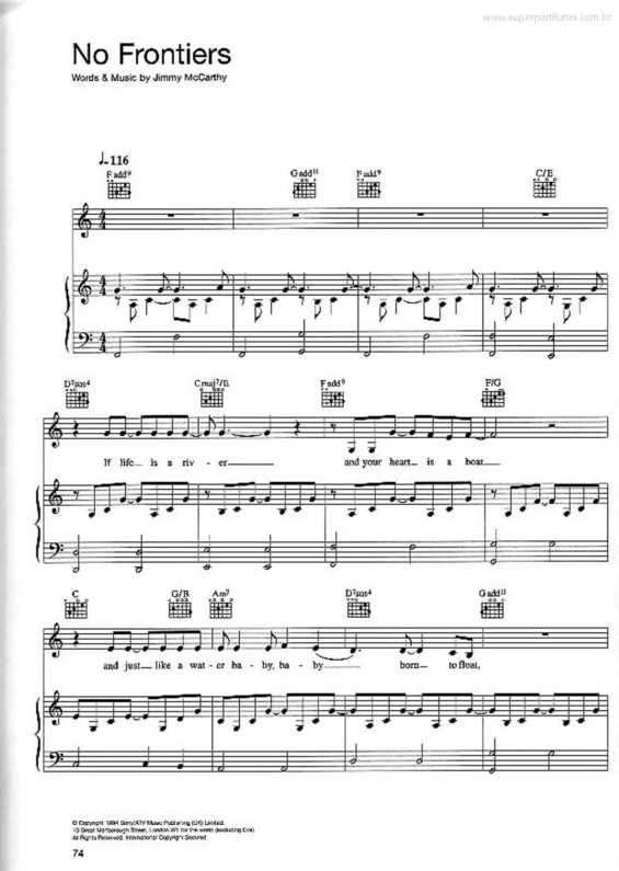 Partitura da música No Frontiers