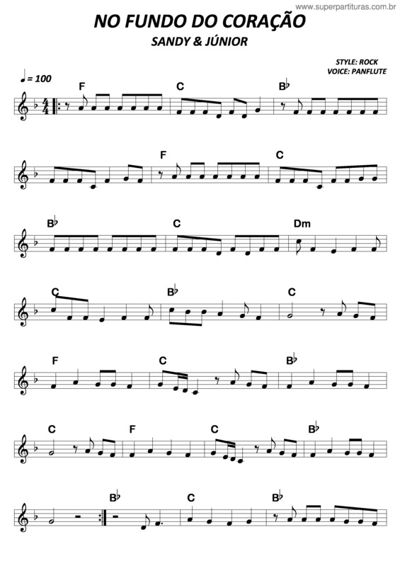 Partitura da música No Fundo Do Coração 2