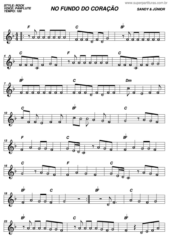 Partitura da música No Fundo Do Coração v.2