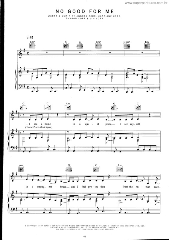 Partitura da música No Good For Me