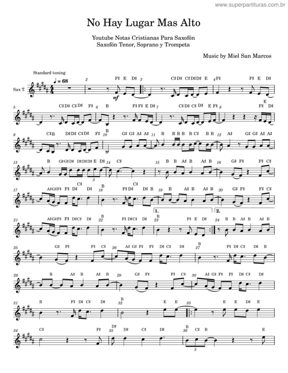 Partitura da música No Hay Lugar Más Alto – Miel San Marcos v.2