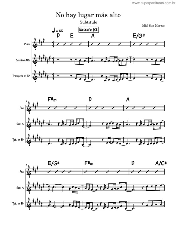 Partitura da música No Hay Lugar Más Alto v.3