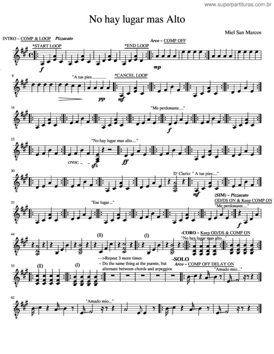 Partitura da música No Hay Lugar Mas Alto v.4