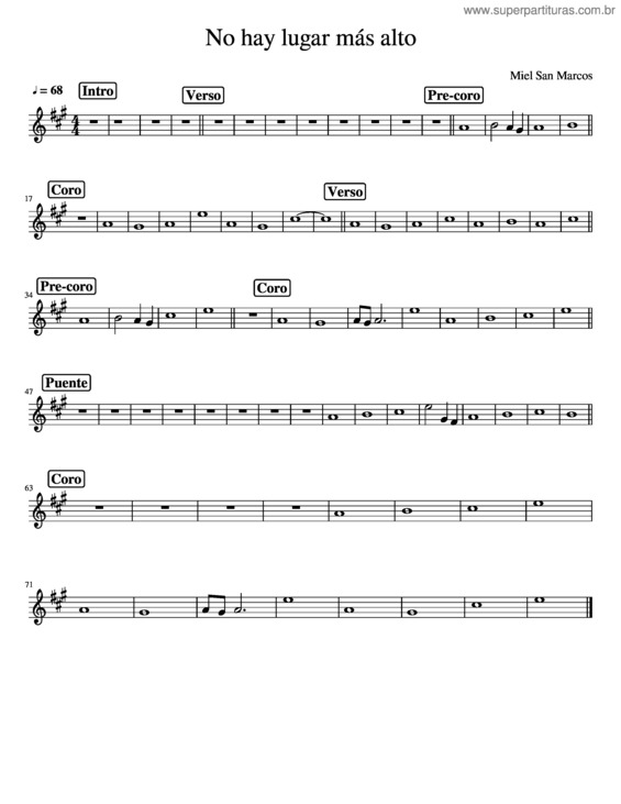 Partitura da música No Hay Lugar Más Alto
