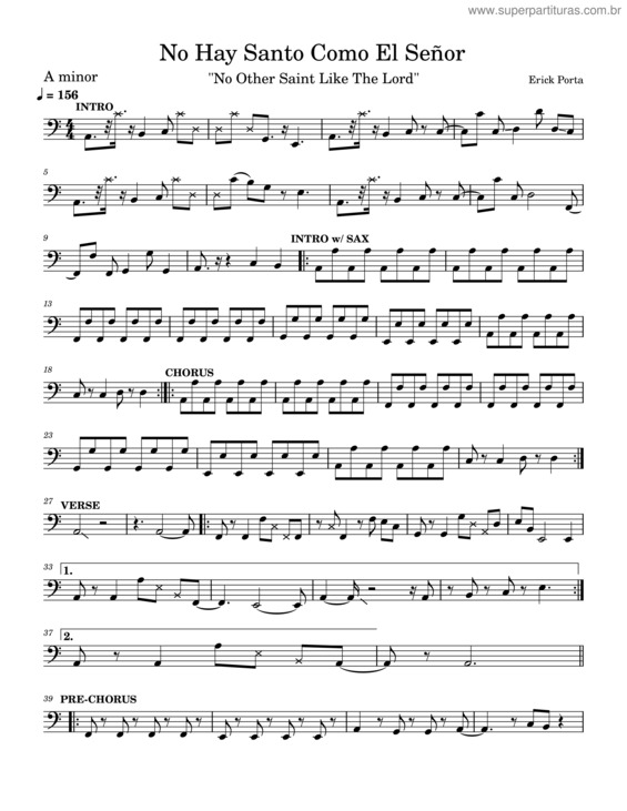 Partitura da música No Hay Santo Como El Señor – Erick Porta