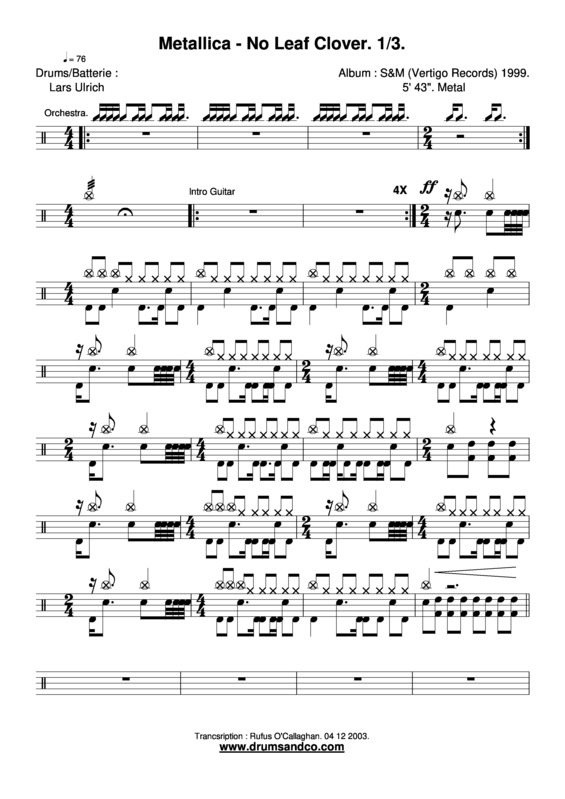 Partitura da música No Leaf Clover