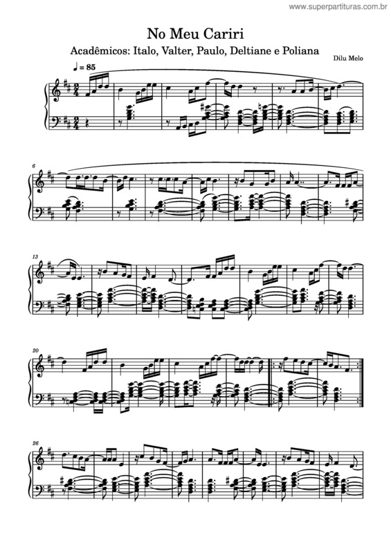 Partitura da música No Meu Cariri
