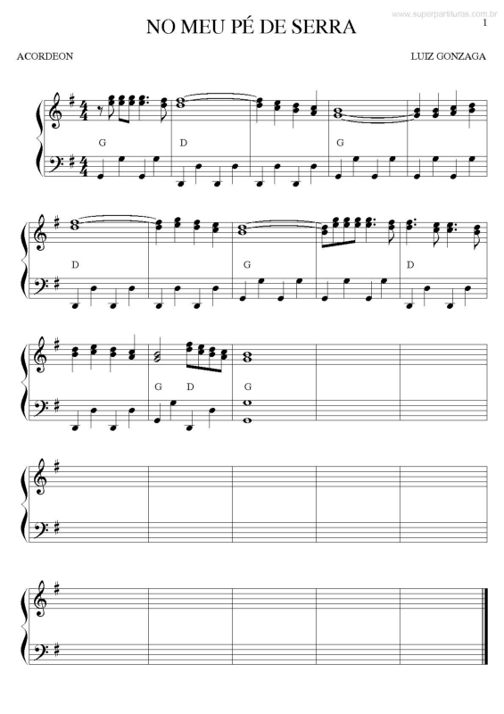 Partitura da música No Meu Pé de Serra v.2