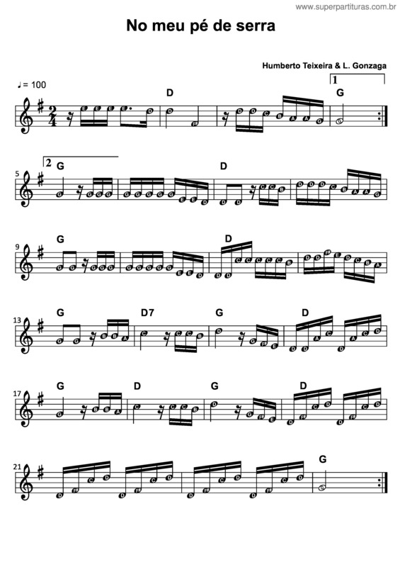 Partitura da música No Meu Pé De Serra v.4