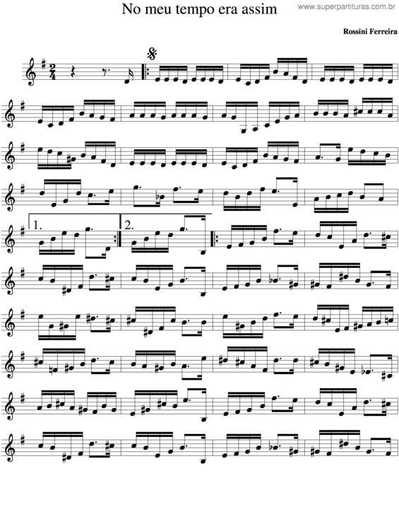 Partitura da música No Meu Tempo Era Assim