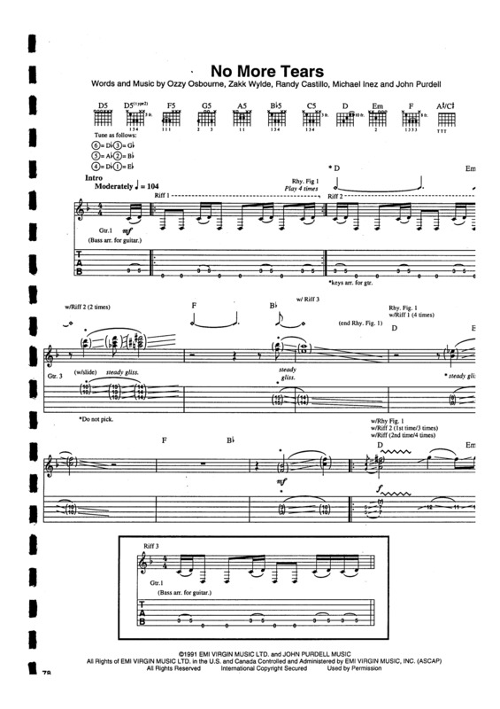 Partitura da música No More Tears