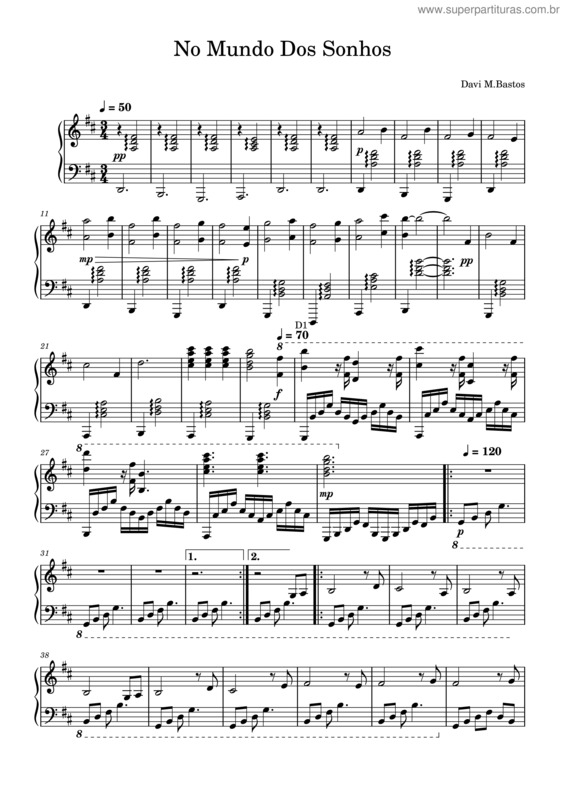Partitura da música No Mundo Dos Sonhos – Davicomposerm