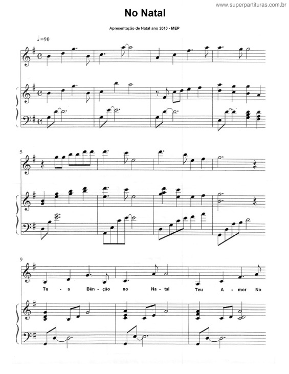 Partitura da música No Natal