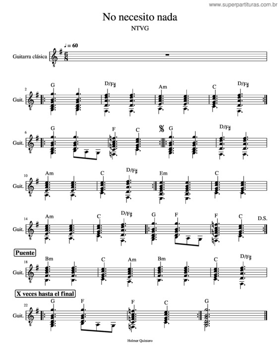 Partitura da música No Necesito Nada