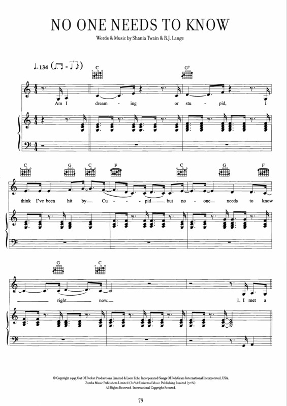 Partitura da música No One Needs To Know