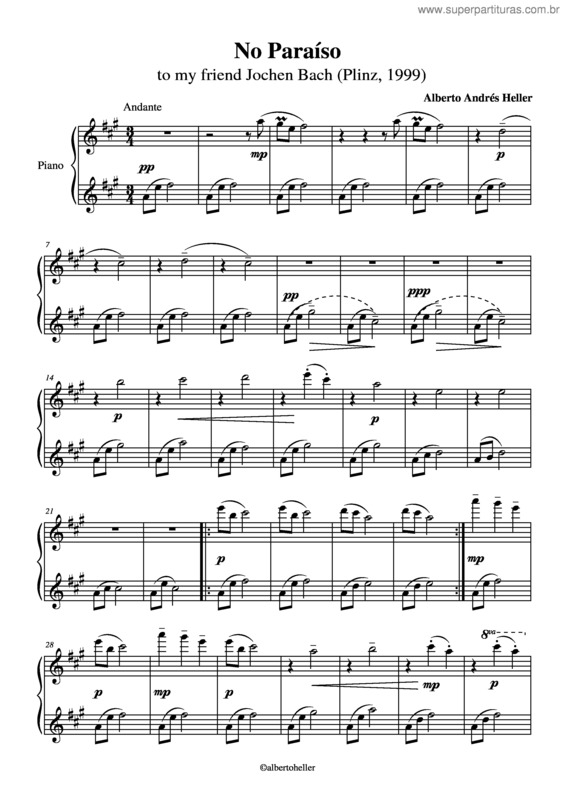 Partitura da música No paraíso