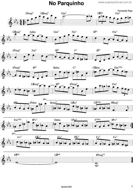 Partitura da música No Parquinho