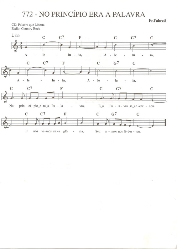 Partitura da música No Princípio Era a Palavra