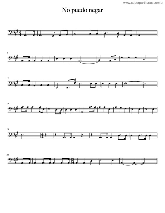 Partitura da música No Puedo Negar