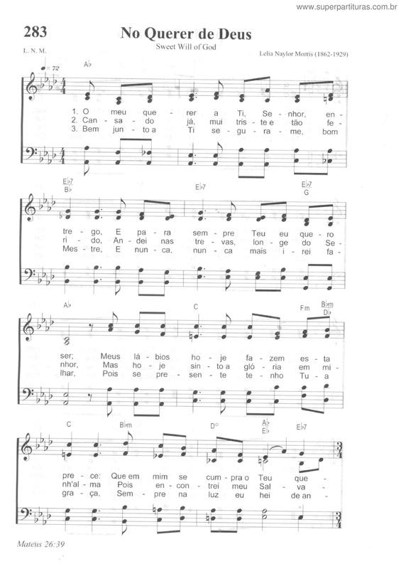 Partitura da música No Querer De Deus