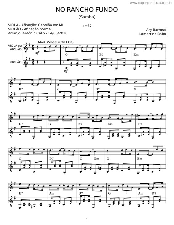 Partitura da música No Rancho Fundo v.14
