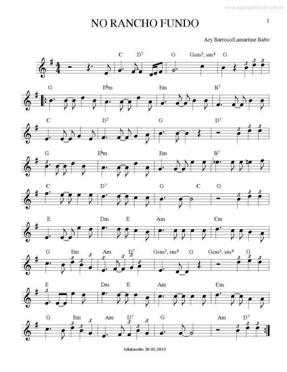 Partitura da música No Rancho Fundo