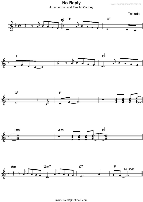 Partitura da música No Reply v.2