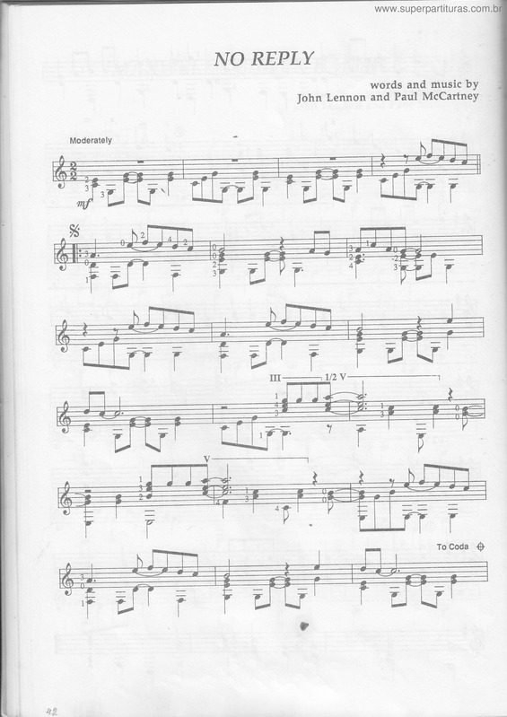 Partitura da música No Reply v.4