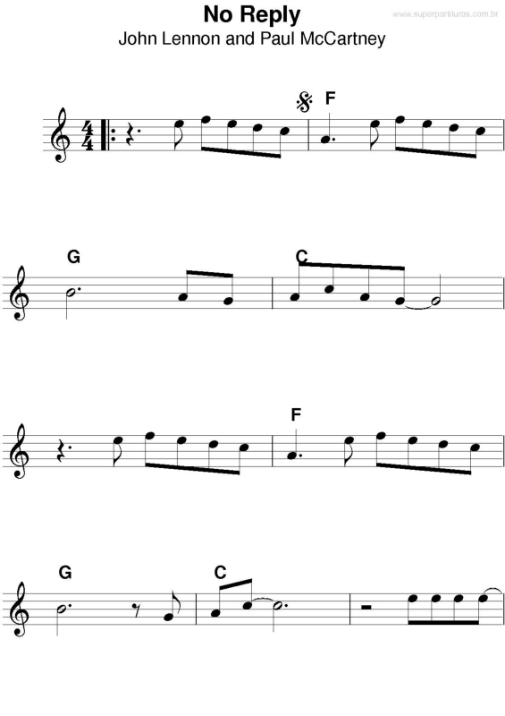 Partitura da música No Reply