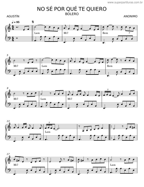 Partitura da música No Sé Por Qué Te Quiero