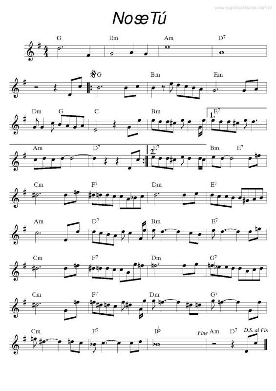 Partitura da música No Se Tú