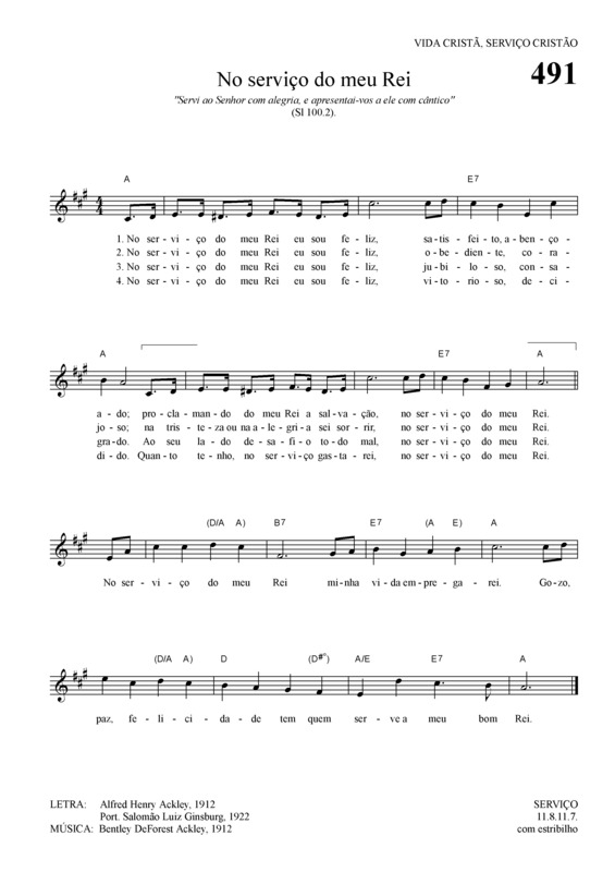 Partitura da música No Serviço Do Meu Rei