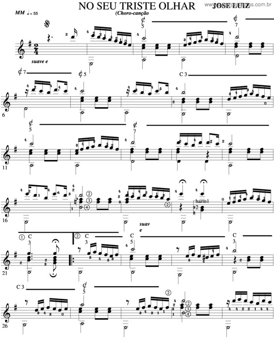 Partitura da música No Seu Triste Olhar v.2