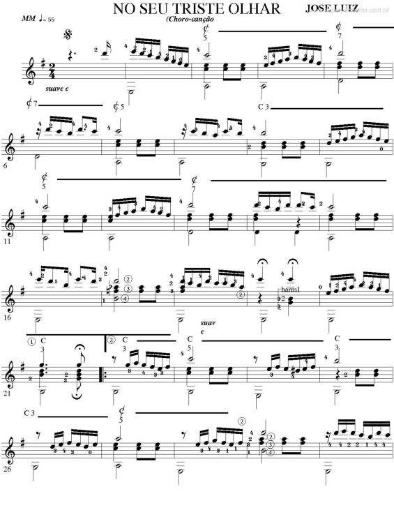 Partitura da música No Seu Triste Olhar