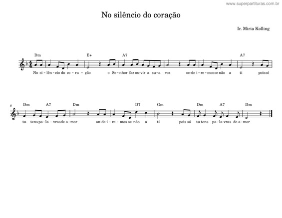 Partitura da música No Silêncio Do Coração – Ir. Miria Kolling