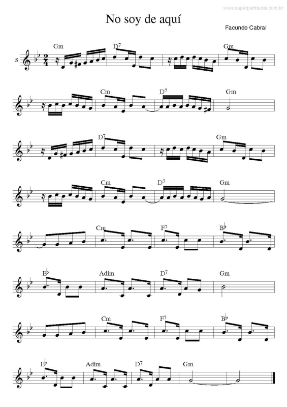 Partitura da música No Soy de Aquí