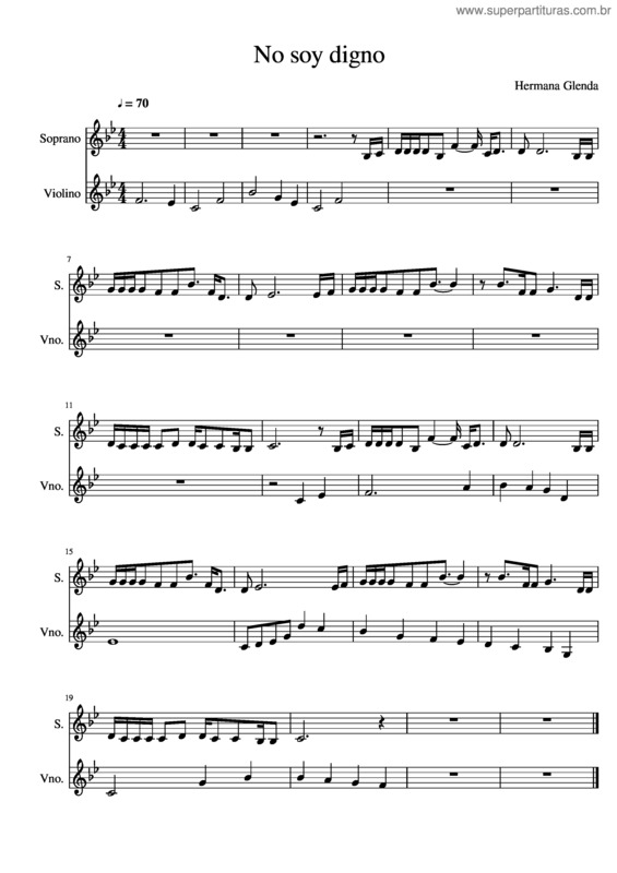 Partitura da música No Soy Digno